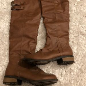 Qupid Brown Over the Knee Riding Boots - Size 9